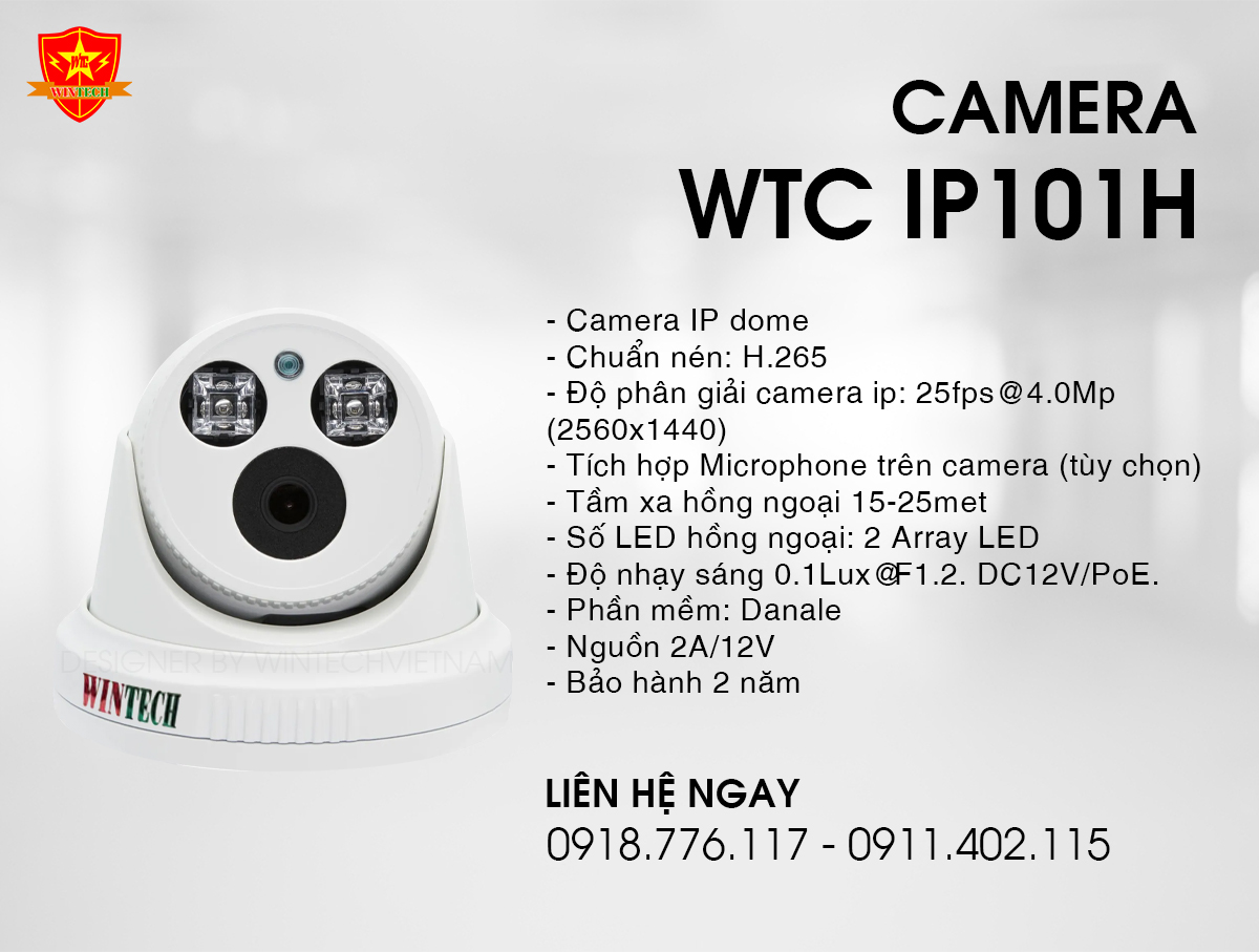 Camera WTC IP101H - 4.0MP -  POE+MIC