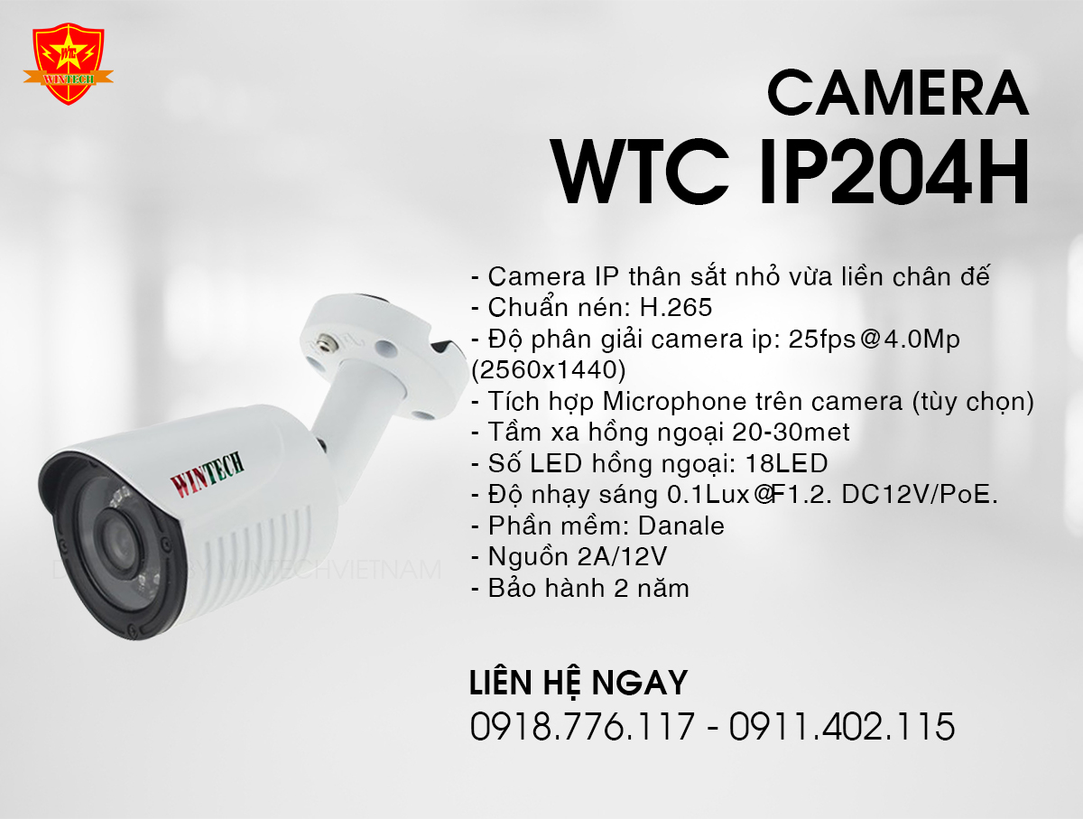 Camera WTC IP204H - 4.0MP -  POE+MIC